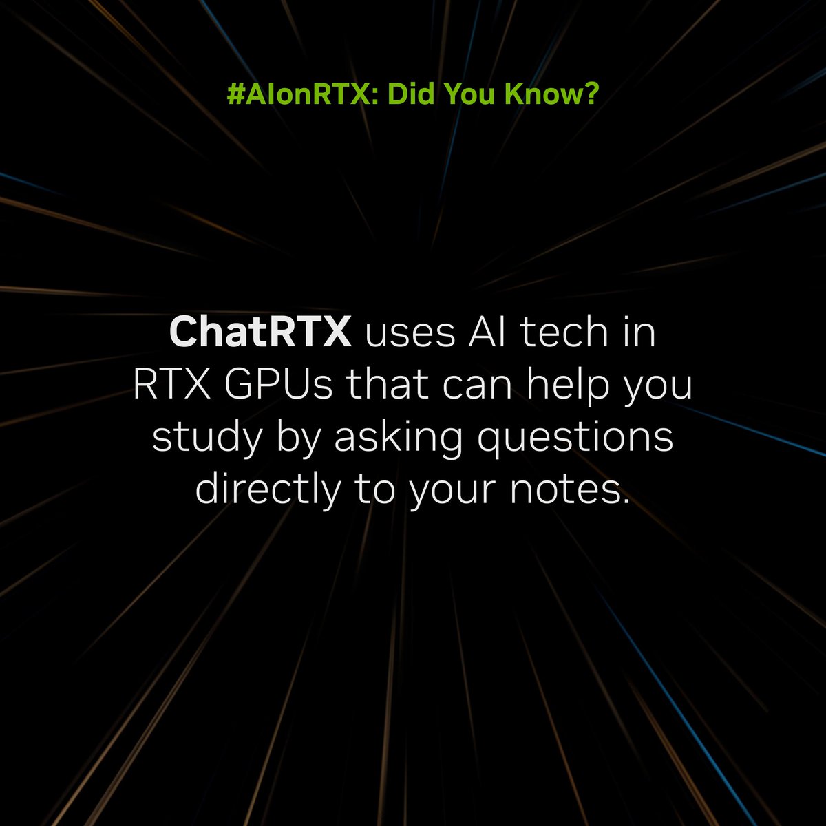 #AIonRTX can even help you study with tools like ChatRTX! 📖 How can ChatRTX help you with your personal files? Let us know us know below and use #AIonRTX for a chance to WIN an RTX ON Keycap or RTX 4090 poster! 👇