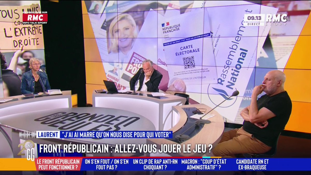 🗳️ Front républicain : allez-vous jouer le jeu ? 📞 Laurent au 3216 : "Ras-le-bol que tous ces chefs de partis veulent prendre les électeurs en otage ! Chacun fera ce qu'il veut dans l'isoloir... Ils ne pensent qu'à une chose, leur petite place, leurs magouilles..." #GGRMC