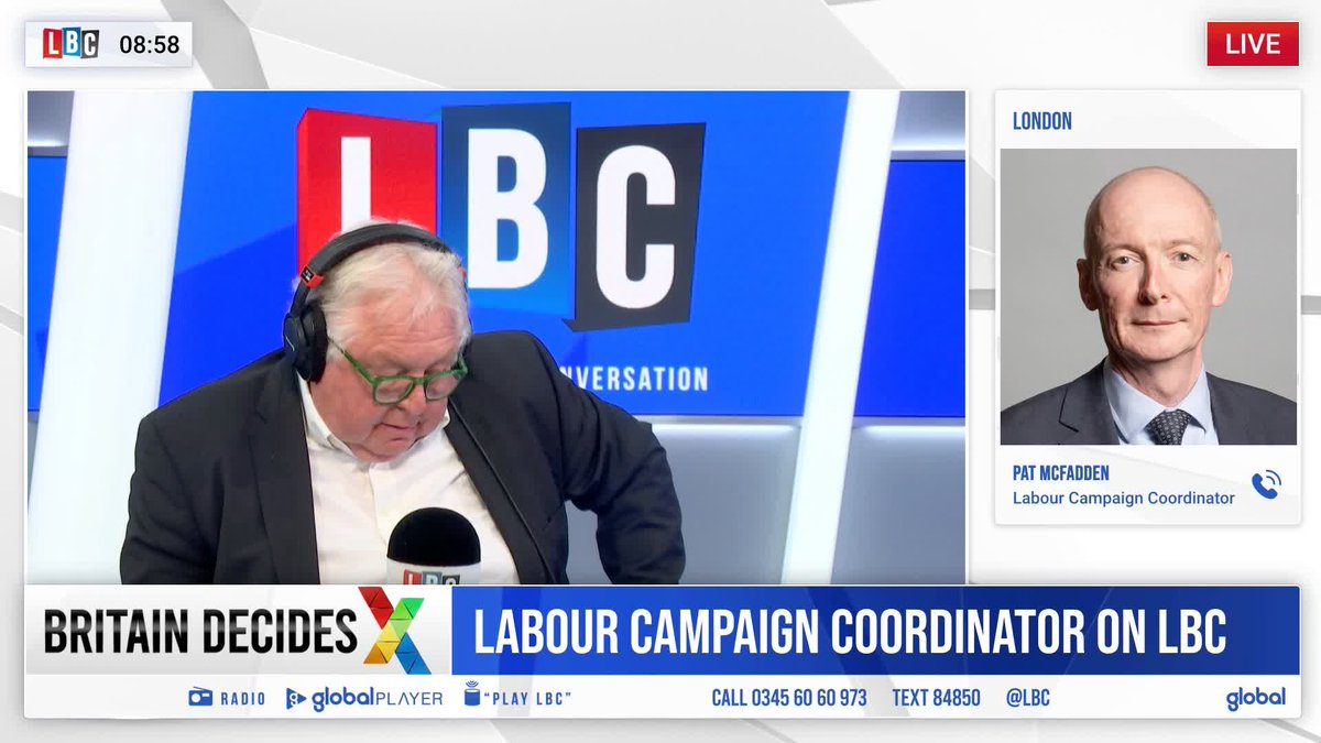 'Let's act with kindness to people rather than using them as some kind of gotcha question in an interview all the time.' 'You've enjoyed asking this question in recent days, Nick', Pat McFadden tells Nick Ferrari, while discussing Labour's position on trans rights.