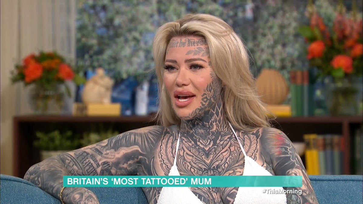 36-year-old Becky is the 'most tattooed' mum in Britain, with 95% of her skin now covered in ink! And despite having her vagina tattooed, she says there are still some body parts that are strictly off-limits... #ThisMorning Ben Shephard Cat Deeley