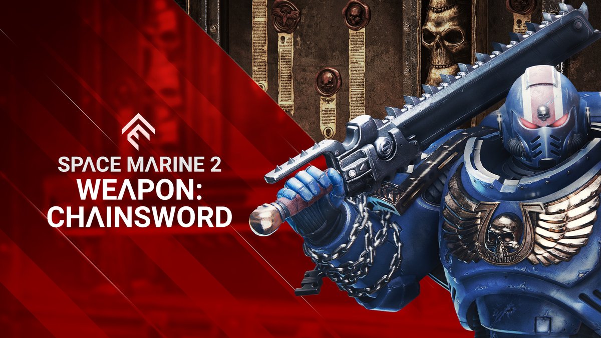 Wield the most iconic melee weapon of the Imperium: the Chainsword. ⚔️ Swing, strike and shred in the name of the Emperor! #SpaceMarine2 releases on on PC, PS5, Xbox Series S|X on September 9.