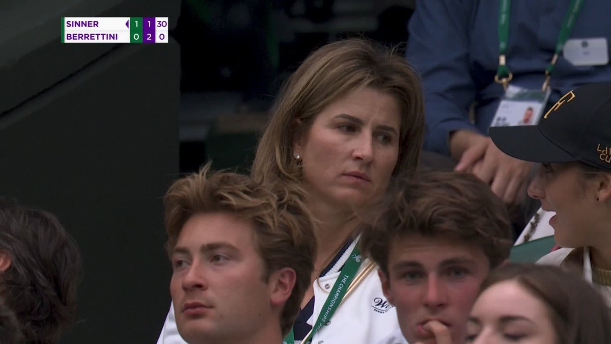 Mirka Federer is in the crowd watching Jannik Sinner & Matteo Berrettini at Wimbledon. ❤️