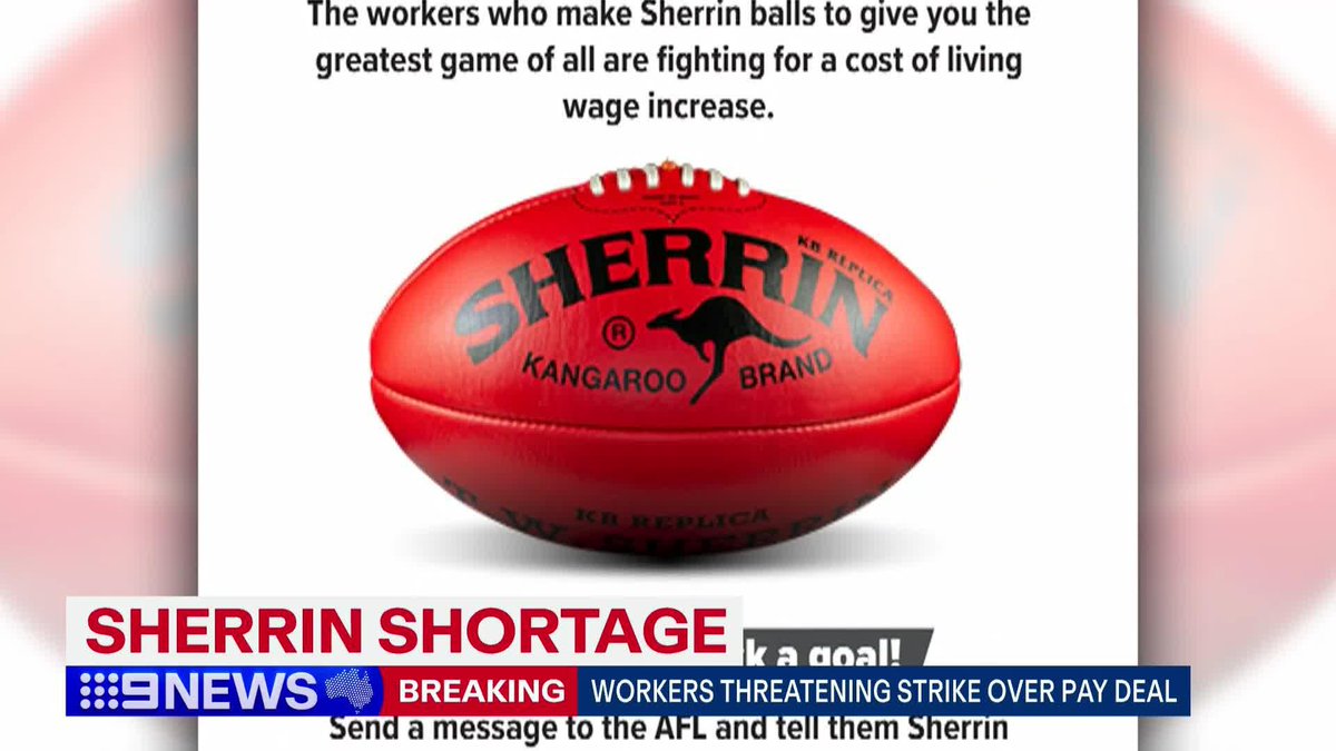 The AFL is in danger of having a Sherrin shortage on the eve of finals with workers threatening to go on strike over a pay dispute. Tom Morris #9News