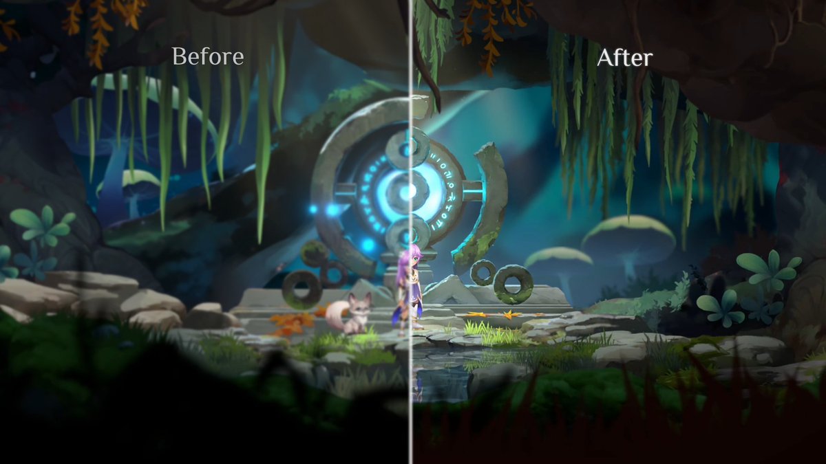 We're continually refining our assets and visuals to create a highly immersive environment! ✨ Before & After Series: Teleportation Rock 🔊 for the BGM 🎵