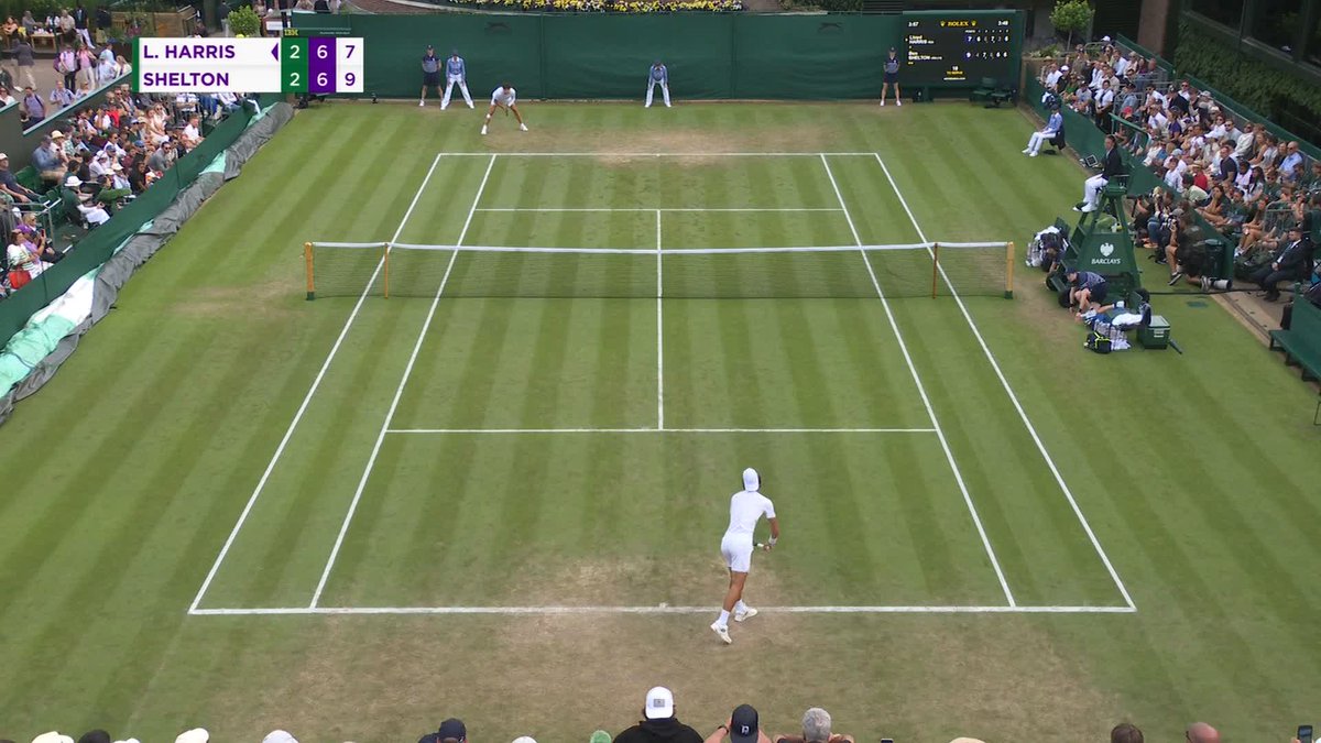 Big Ben Shelton celebrates the fourth of July with a bang 🇺🇸 The American defeats Lloyd Harris in a stunning five set encounter 4-6, 7-6(5), 6-7(5), 6-3, 7-6(7) 🤯 #Wimbledon