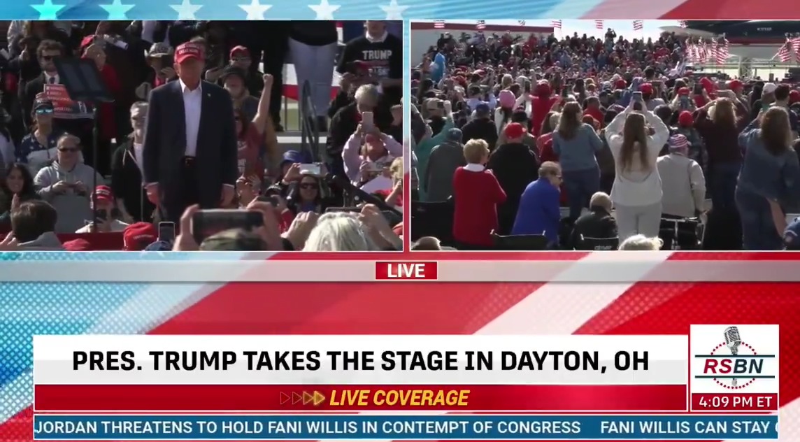 Trump salutes while playing an alternative national anthem at his rally, featuring violent January 6 insurrectionists: Please rise for the unfairly treated January 6 hostages