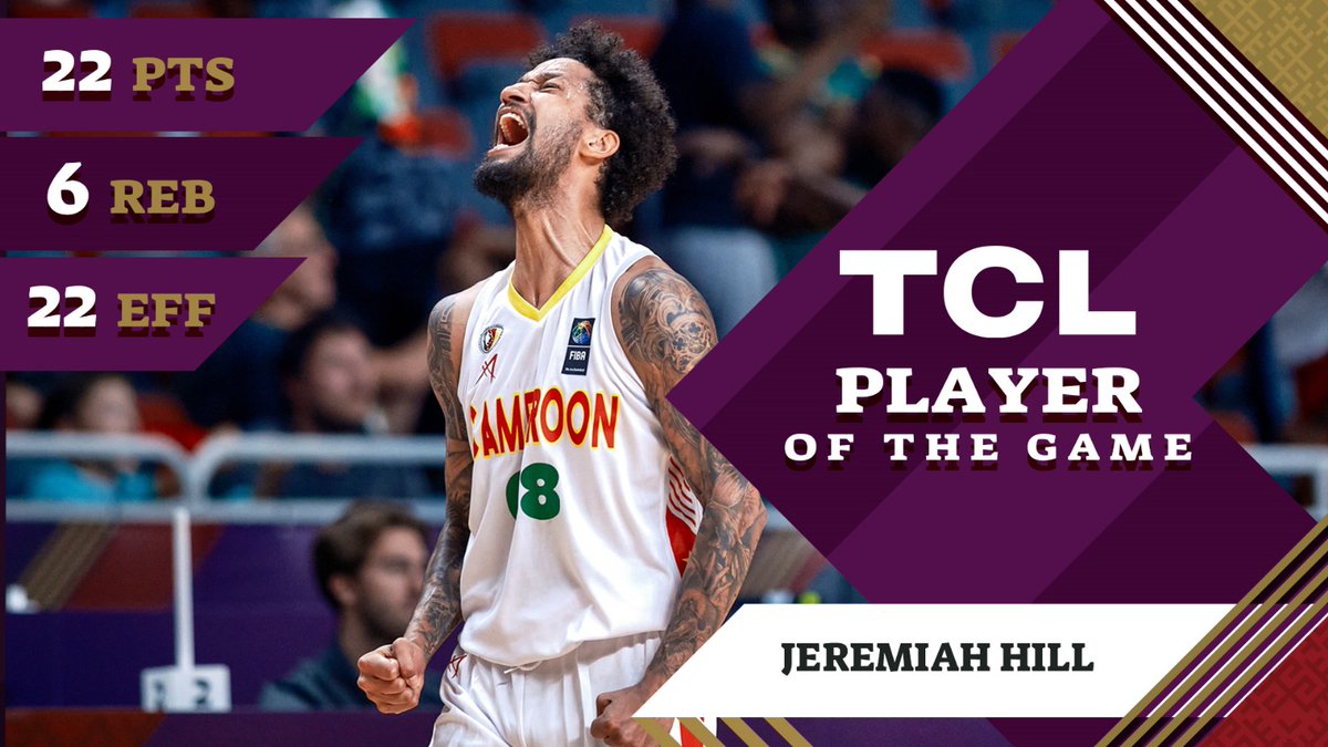 🙌 Led by TCL Player of the Game Jeremiah Hill (22PTS, 6REB, 6AST), Cameroon booked a ticket to the Semi-Finals! 🇨🇲 #FIBAOQT