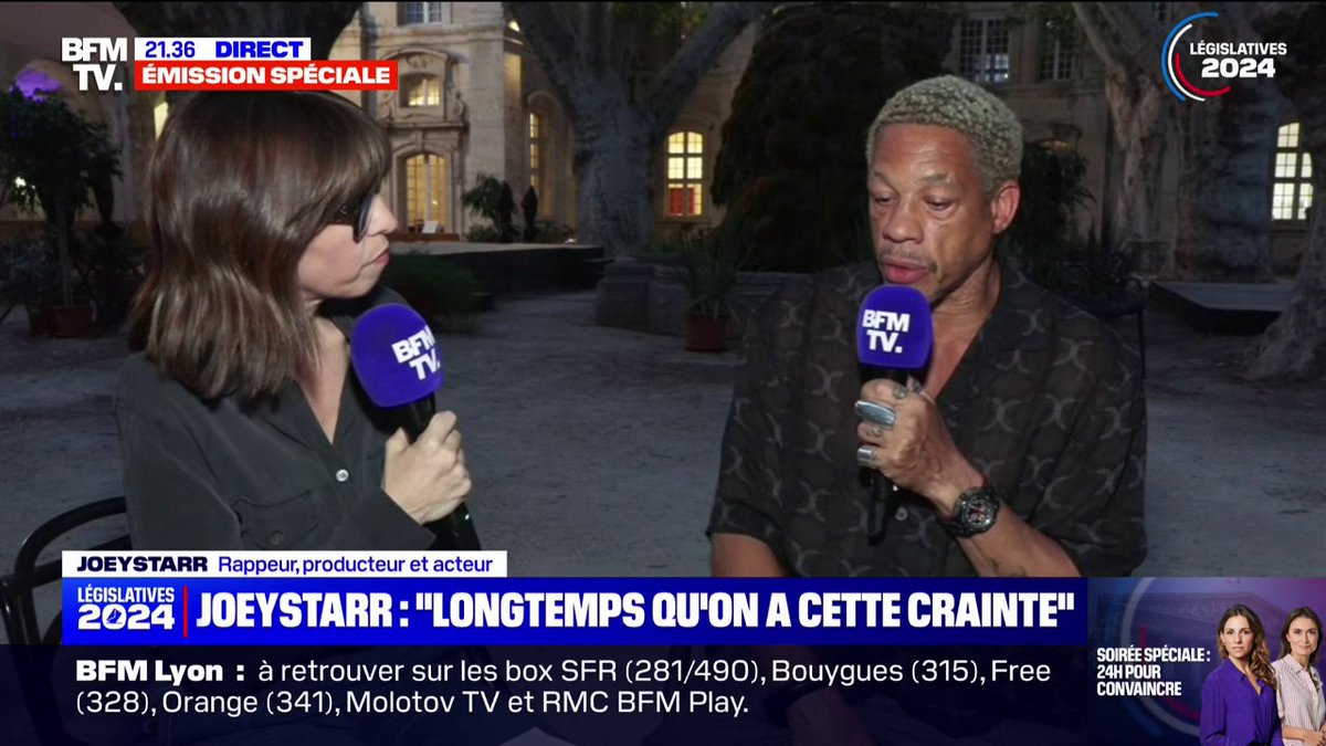 💬 "J'ai peur pour mes enfants. Pour mes parents, mes enfants et tous ceux qui m'entourent, je me dois d'être là" Le rappeur, producteur et acteur JoeyStarr se positionne contre l'extrême-droite depuis le Festival d'Avignon