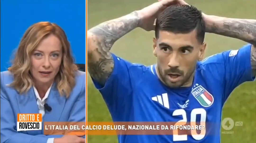 Meloni sulla Nazionale agli Europei: "Sono delusa. Forse il problema è dato dal fatto che i calciatori italiani nella Serie A sono sempre meno" #drittoerovescio