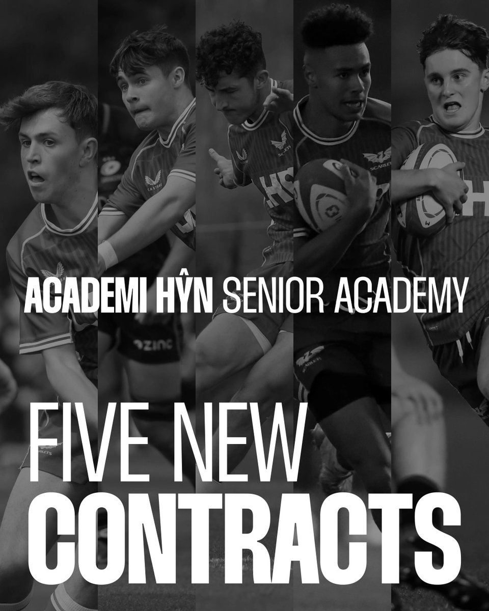 5 chwaraewr talentog ifanc yn arwyddo cytundeb Academi Hŷn 🔴🔥 ✍️ Callum Woolley ✍️ Ellis Payne ✍️ Elis Price ✍️ Iori Badham ✍️ Steffan Jac Jones 🗞️ Scarlets announce that 5 of the region’s talented young backs have signed with the Senior Academy 🏉