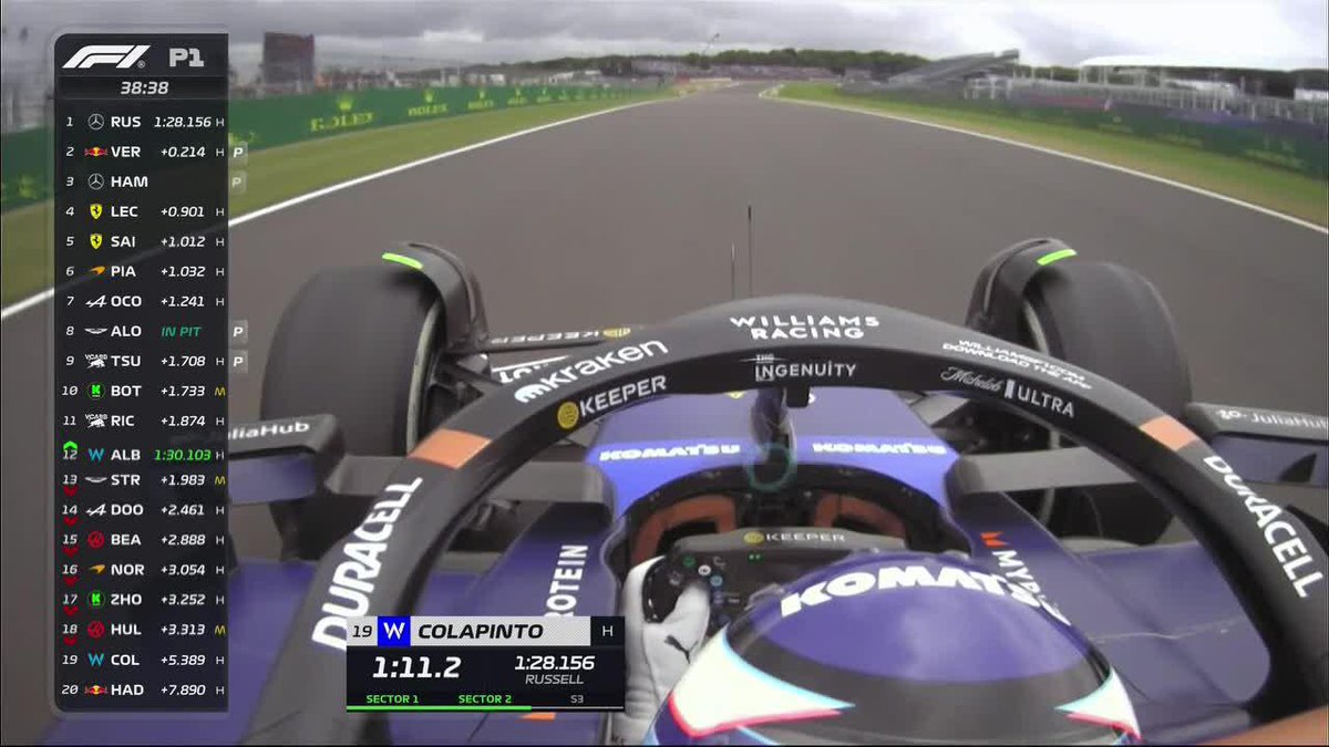 MOMENTO HISTÓRICO PARA SUDAMERICA: el argentino Franco Colapinto girando EN LA FÓRMULA 1 de la mano de Williams. 🔥🇦🇷 📺 #BritishGP | La #F1, por #DisneyPlus Premium