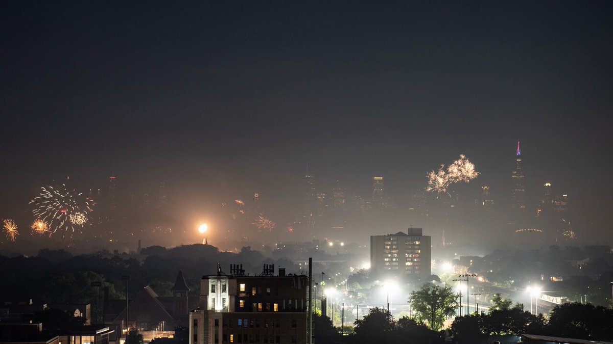 All the 4th of July fireworks from residents personal displays living between the Chicago skyline and Oak Park, an 8.5 mile stretch.