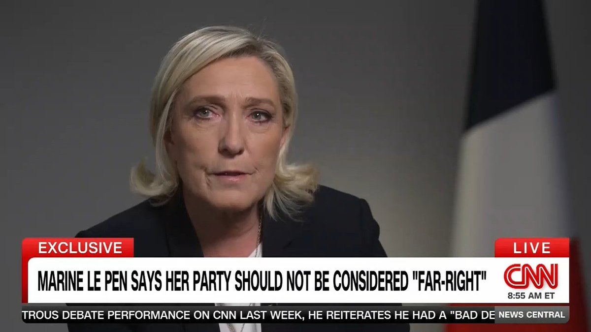 “The equivalent of what we are in the United States is between the center-right and the center-left, with regards to ideas.” In an exclusive interview, Marine Le Pen tells me she objects to the “stigma” of being labelled far-right. The full interview airs 7p Paris time CNN International