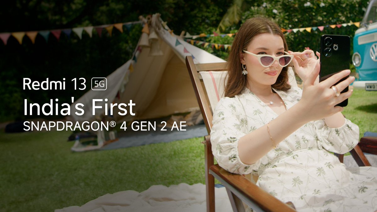 Experience unmatched performance and efficiency with the all-new #Redmi13 5G, powered by India's first Snapdragon® 4 Gen 2 AE (Accelerated Edition). Get ready for a new era of speed and power! Meet #The5GStar on 9th July'24. Get notified: