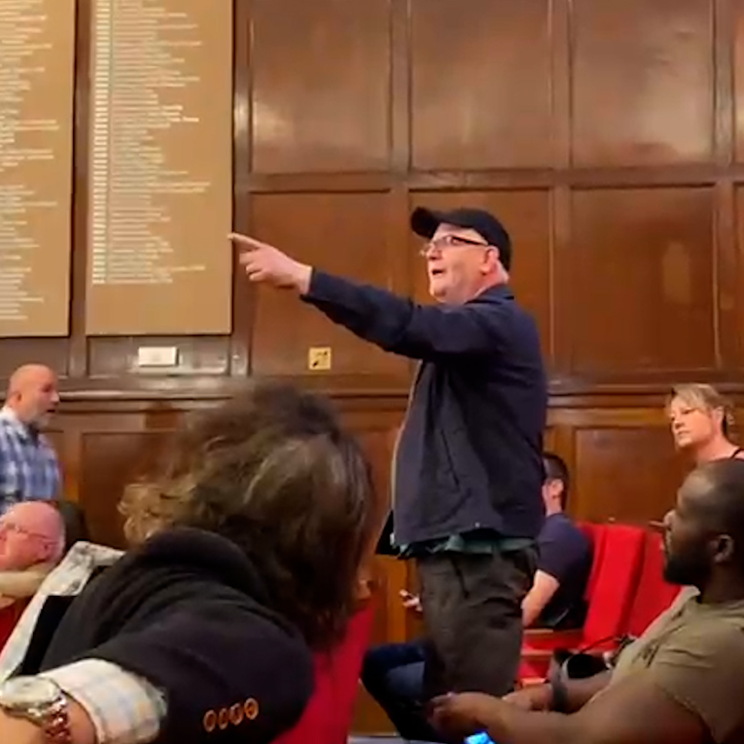 'You’re a liar and a bigot.' 'You're a fraud and no friend of the working class.' Nigel Farage's victory speech descends into chaos as he's heckled by multiple members of the audience.