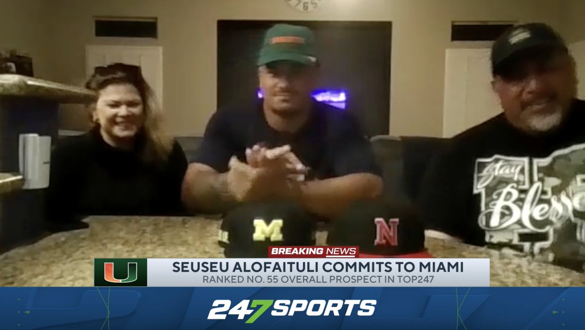 BREAKING: 4 ⭐️ Bishop Gorman (NV) OL Seuseu "SJ" Alofaituli has committed to Mario Cristobal and Miami Miami Hurricanes Football 🙌🏻 Alofaituli chose the Canes over Michigan and Nebraska. The No. 55 overall player in the country is heading to Coral Gables! ‘SJ’ Seuseu Alofaituli x InsideTheU