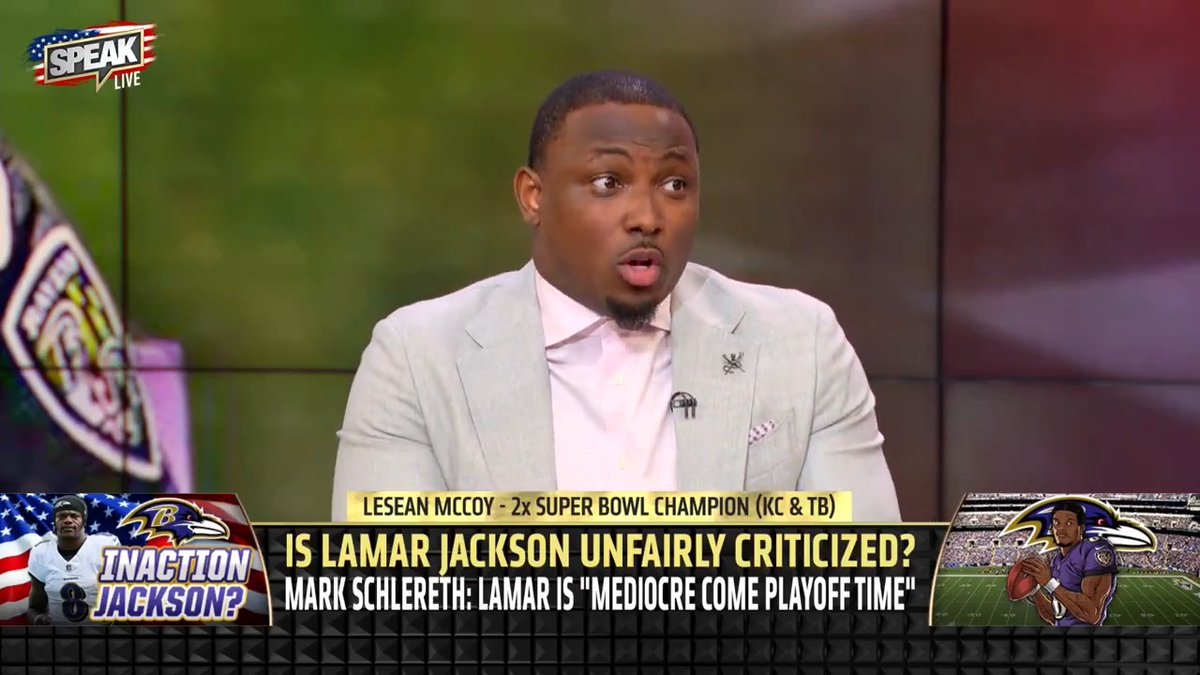 LeSean McCoy thinks Lamar Jackson takes unfair criticism “A guy like Josh Allen…I think Josh is better than Lamar, but we don’t grade Josh the same way we grade Lamar Jackson…They don’t keep the same attitude with Lamar like they do with other QBs”