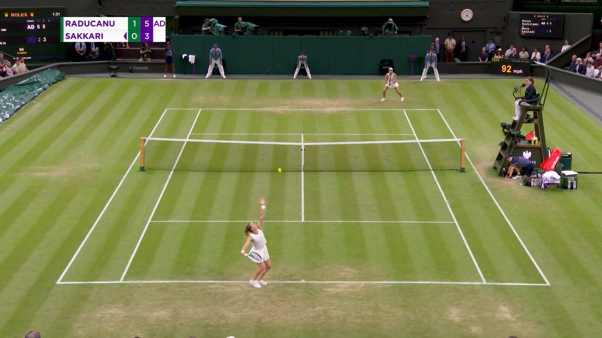 Raducanu reaches the fourth round 💪 The Brit knocks out No.9 seed Maria Sakkari 6-2, 6-3 #Wimbledon