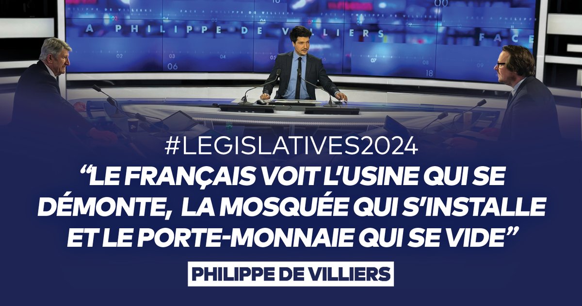 Le Français déclassé voit l'usine qui se démonte, la mosquée qui s'installe et le porte-monnaie qui se vide. En 40 ans, l’Etat a perdu le sens du régalien, de l’autorité et de l’ordre. La société a perdu ses voisinages. La Nation a perdu le fil de la continuité historique. Voilà la situation. 🔴Voir l'émission complète : 🤳Rejoignez-moi sur les différents réseaux sociaux : #FaceAPhilippeDeVilliers #FADV #CNews #Législatives2024