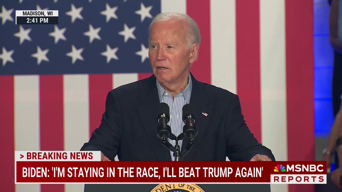 "Donald Trump isn't just a convicted criminal, he's a one-man crime wave." WATCH: President Biden calls out former President Trump at a campaign rally in Madison, Wisconsin.