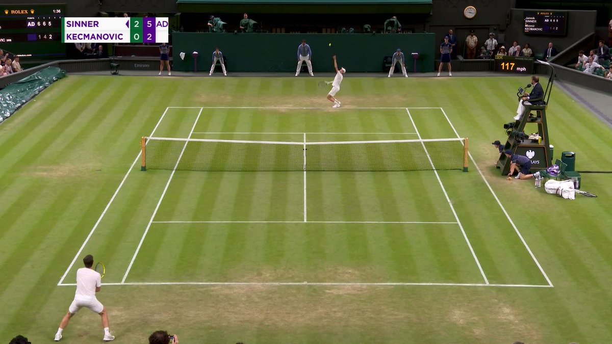 Sinner into the second week 👏 The No.1 seed was ruthless as he defeated Miomir Kecmanovic 6-1, 6-4, 6-2 🇮🇹 #Wimbledon