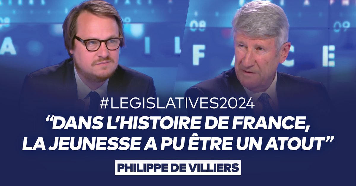 Quand je regarde Emmanuel #Macron et Jordan #Bardella, je me dis : « Lequel des deux a 28 ans ? Lequel des deux paraît avoir l’esprit en ordre ? Lequel des deux est immature ? Lequel des deux est réfléchi ? ». Voilà pour l’âge. Quant à l’expérience, on a peur de quoi ? D’une dette à 3 000 milliards ? De dépasser les 120 attaques au couteau par jour ? D'une rétrogradation de la note des agences de notation ? On les a, et avec des ministres expérimentés ! Dans l’Histoire de France, il est des circonstances où la jeunesse fut un atout. 🔴Voir l'émission complète : 🤳Rejoignez-moi sur les différents réseaux sociaux : #FaceAPhilippeDeVilliers #FADV #CNews #Législatives2024