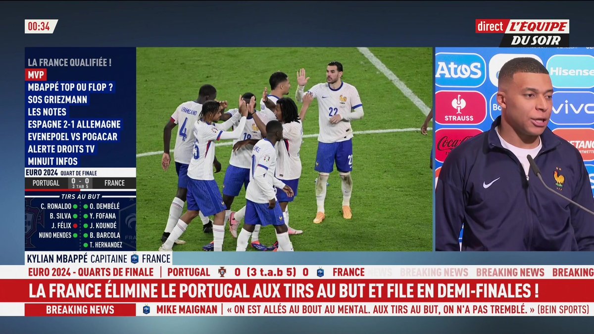 Kylian Mbappé revient sur sa sortie à la mi-temps de la prolongation : « J'étais trop fatigué » #PORFRA