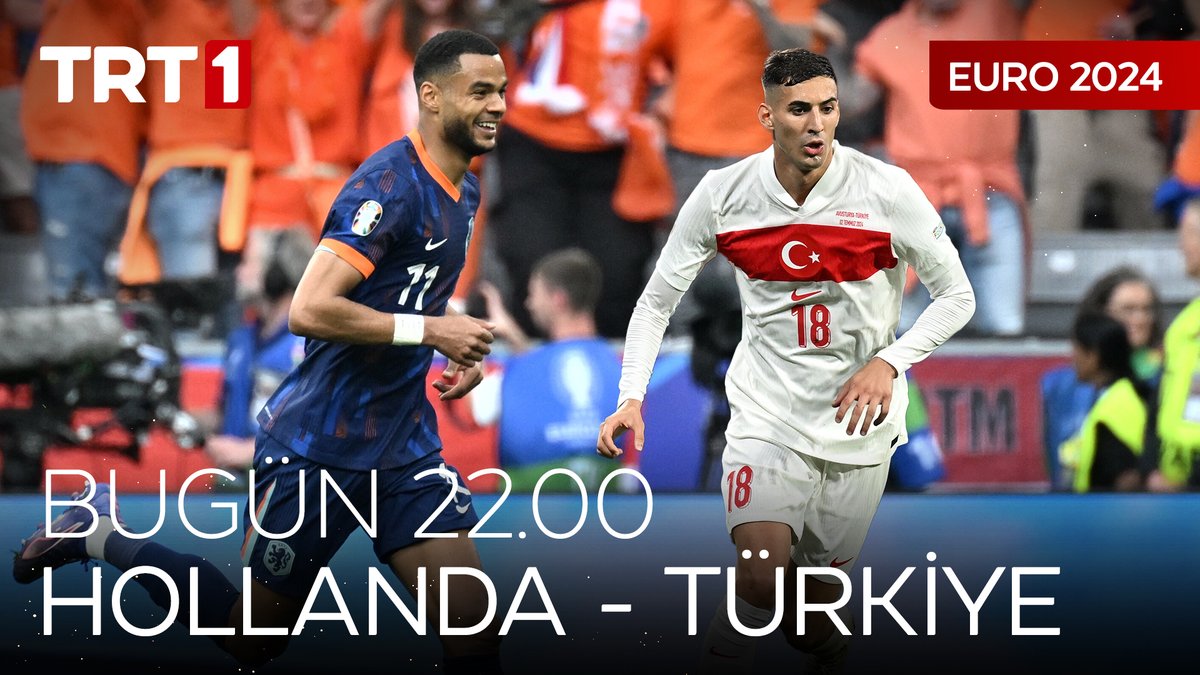 #BizimÇocuklar çeyrek finalde Hollanda'yı devirip adını yarı finale yazdırmak istiyor.🇹🇷⚽ Hollanda - Türkiye maçı bugün saat 22.00'de TRT 1, tabii ve TRT Radyo 1'de. #Euro2024