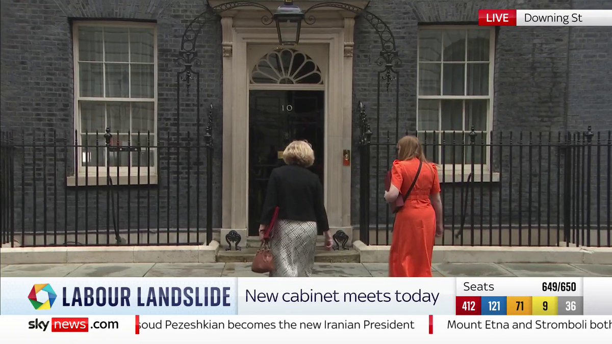 'I've never seen a Deputy Prime Minister with a phone strap, that signifies to me a new era' says Beth Rigby as Angela Rayner arrives for the first cabinet meeting at No 10. #GeneralElection2024 📺 Sky 501, Virgin 602, Freeview 233 and YouTube