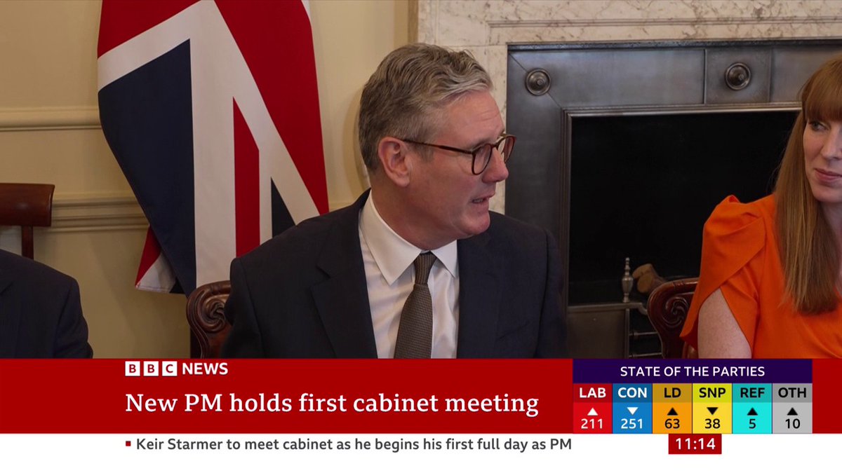 First pictures emerge from Downing Street as new PM Keir Starmer holds his first cabinet meeting Follow live