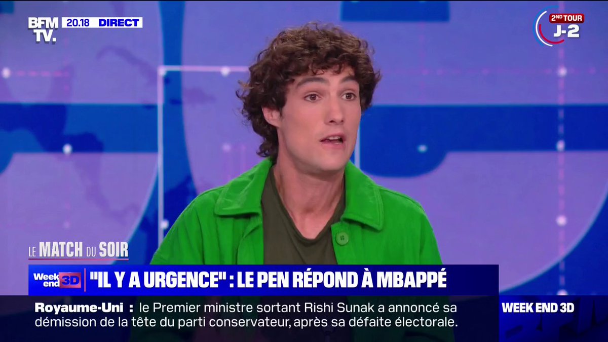 🔴 Pablo Pillaud-Vivien: "Kylian Mbappé sait ce qu'est le racisme, c’est un homme noir qui a grandi à Bondy (93), donc il prend la parole" #Législatives2024 #EURO2024 #BFMTV