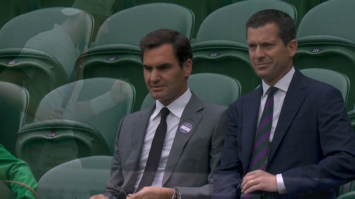 A couple of #Wimbledon icons spotted on No.1 Court 👀 #Wimbledon | Roger Federer | Tim Henman