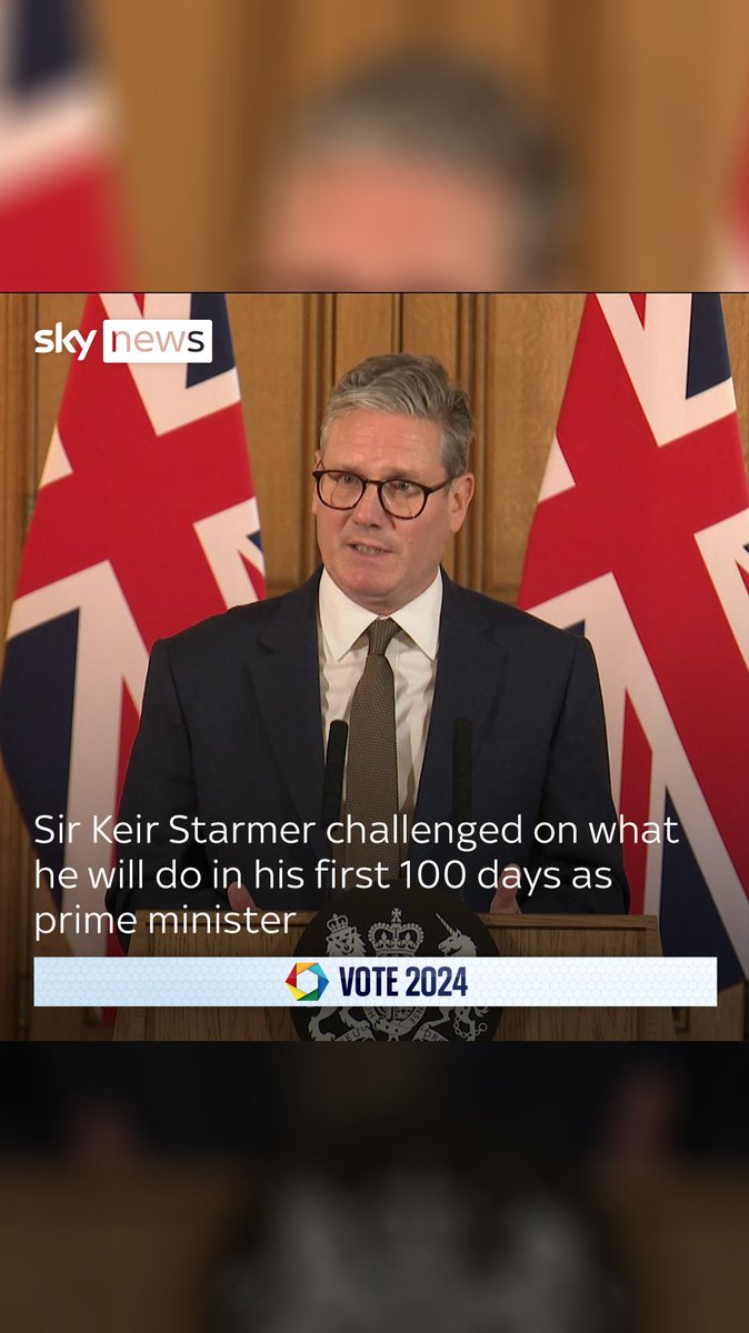 Sky's political editor Beth Rigby asked Sir Keir Starmer what he will deliver in his first 100 days to prove to voters they can believe the Labour slogan of "change" - he didn't give a concrete answer.