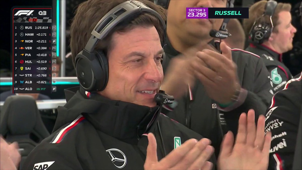 The moment George, Lewis and Lando made it a British 1-2-3 at home 🇬🇧