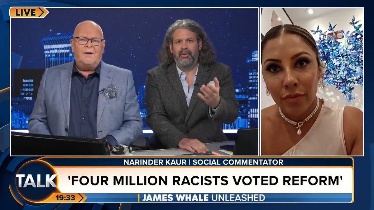 "If you voted Reform, you're a racist. That's a fact." Broadcaster Narinder Kaur says 'four million racists' voted for Nigel Farage. James Whale MBE. Ash Narinder Kaur
