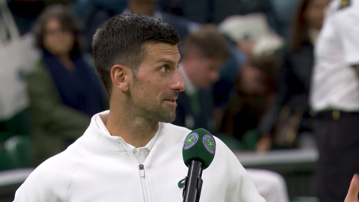 "Congrats to England" Novak Djokovic comments on the moment Centre Court reacted to England's penalties win at #EURO2024 #Wimbledon