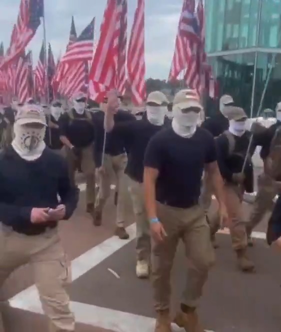 Yes these are White Supremacists who are part of a mainly right-wing group called the Patriot Front, marching in Nashville, Tennessee today. No, these are not FEDs or the FBI or the CIA. These are bad people. Bad people actually do exist. There are horrible people, who are extreme, who are also Republicans. There are horrible people who are extreme who are Democrats as well. Stop pretending bad people don’t exist and that the people protecting us are pretending to be bad people. It just makes you look completely and utterly ignorant.