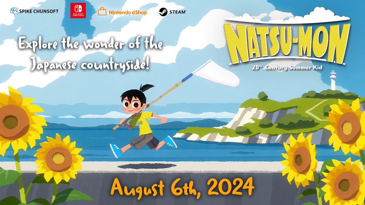 Just Announced: Natsu-Mon: 20th Century Summer Kid for Nintendo Switch and Steam comes to North America and Europe on August 6, 2024. #Natsumon #lifesim #cozygames #NintendoSwitch #Steam
