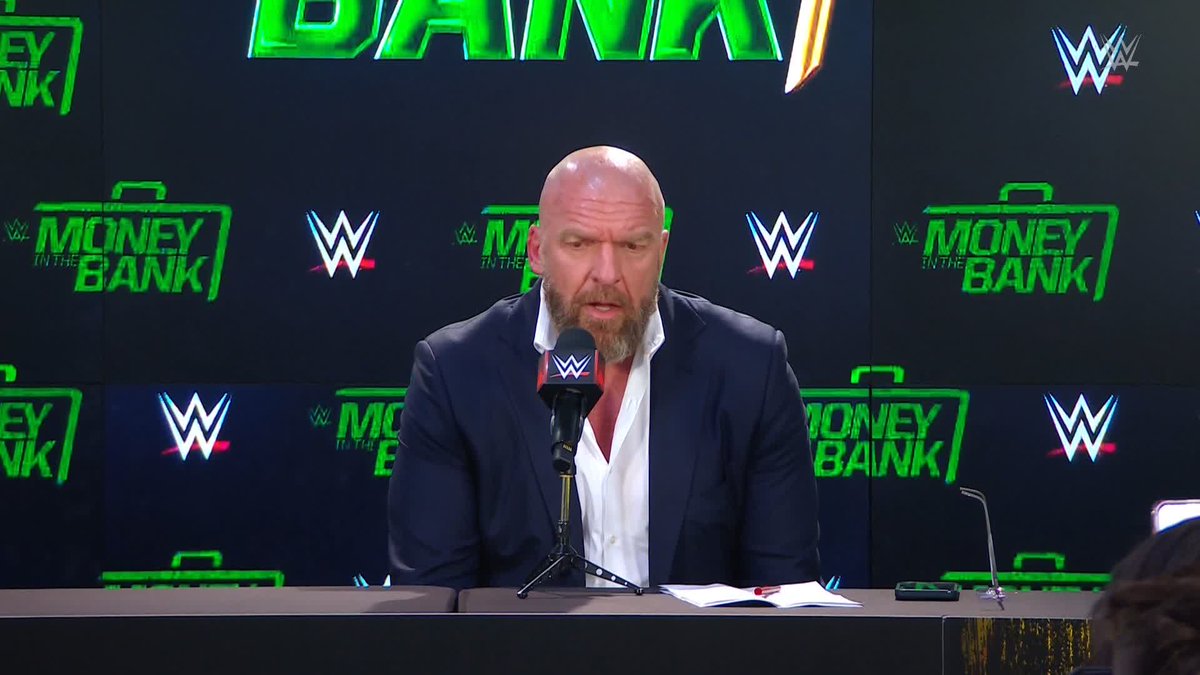 Paul Triple H Levesque addresses the retirement of WWE's Greatest of All Time John Cena. #MITB