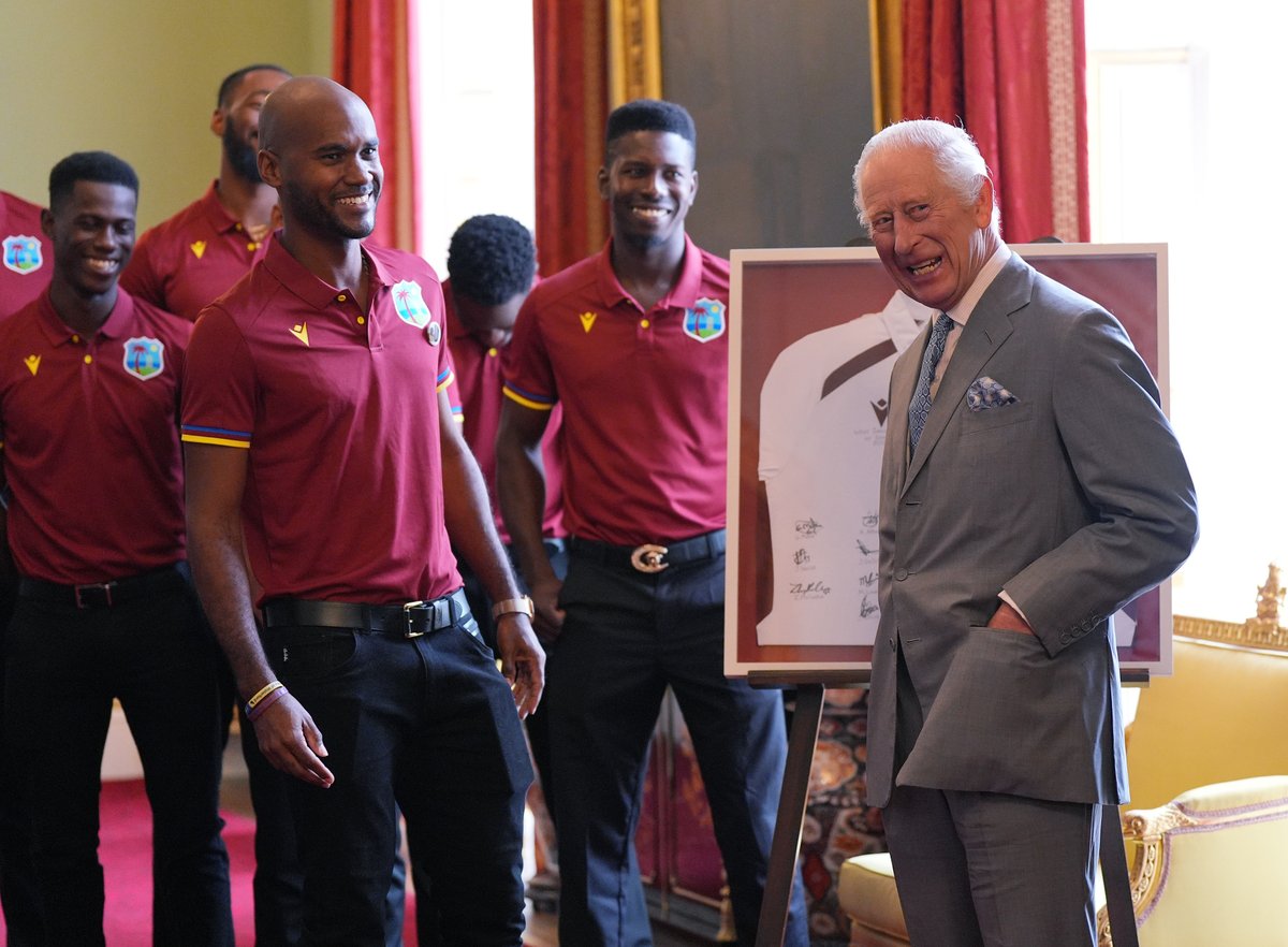 Ready for the first Test at Lord's! 🏏 As Head of the Commonwealth, The King has hosted the West Indies Test cricket team at Buckingham Palace, ahead of their first Test match against England at Lord's this week.