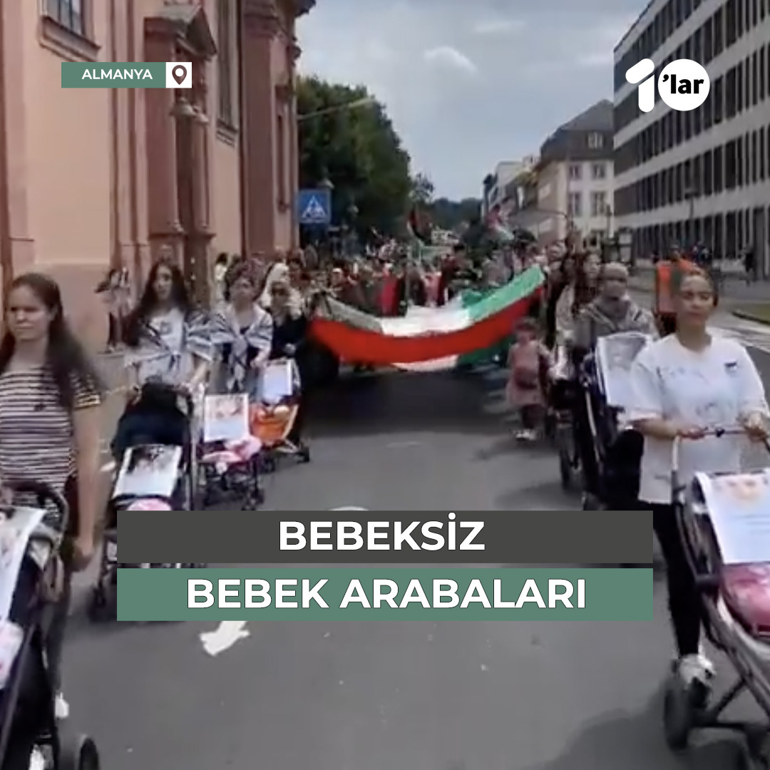 Bebeksiz bebek arabaları Almanya- Mainz'de buluşan eylemciler, Filistin'in çocukları için yürüdüler.