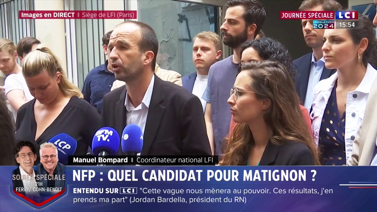 🗣️"Il n'est pas question que le maintien de Gabriel Attal à Matignon vienne effacer le vote des Français. Aujourd'hui nous nous préparons à gouverner et à appliquer le programme qui est le notre" : Manuel Bompard