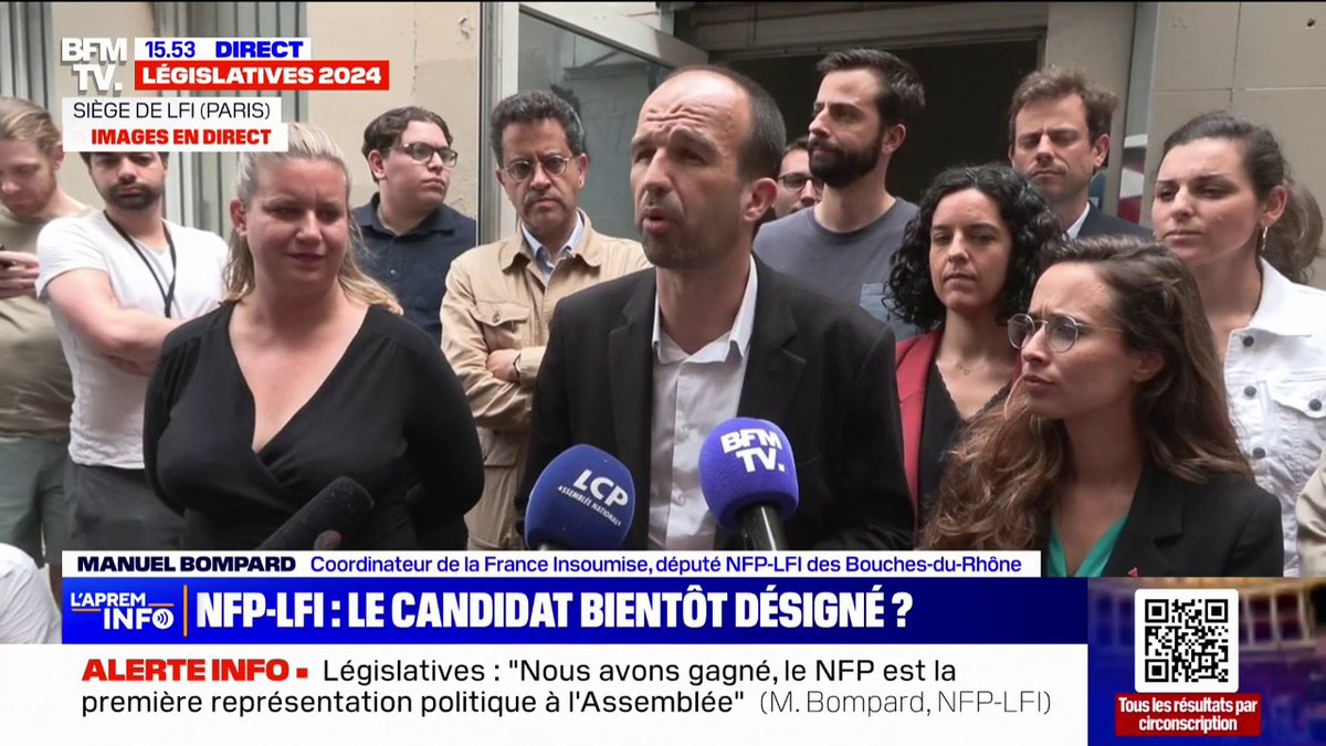 Le Nouveau Front populaire "se prépare à gouverner" et à appliquer leur "programme", assure Manuel Bompard