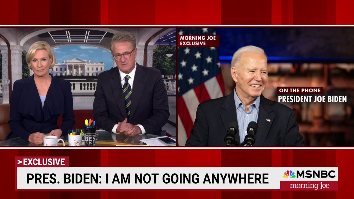 BREAKING: President Joe Biden has just called into MSNBC‘s Morning Joe. He makes it clear that he is in this race until the end. “I beat him last time. I will beat him this time“. Thoughts?