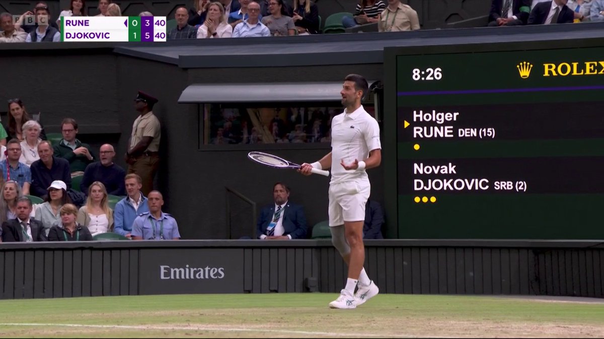 Novak Djokovic thinking the crowd shouts of "RUNEEE" are boos 😅 #BBCTennis #Wimbledon