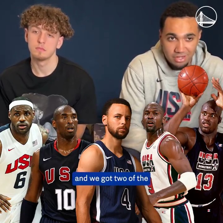 Brandin Podziemski and Trayce Jackson-Davis on their Team USA starting 5 of all time 👀 🇺🇸 Steph Curry 🇺🇸 Michael Jordan 🇺🇸 Kobe Bryant 🇺🇸 LeBron James 🇺🇸 Shaquille O'Neal Do you agree? 🤔 (via Golden State Warriors)