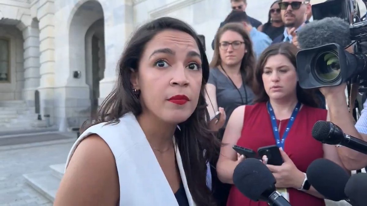 Rep. Alexandria Ocasio-Cortez: President Biden has made clear that he is in this race. The matter is closed. Biden is our nominee. He is in this race and I support him. He is running against Donald Trump, who is a man with 34 felony convictions. Not a single Republican has asked for Donald Trump to not be the nominee. I'm here to win in November