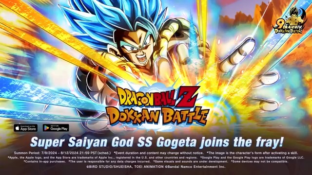 🔵[Repost &amp; Like Campaign]🔵 We're releasing a special PV for the arrival of Super Saiyan Gogeta! If this &amp; the Super Saiyan Broly PVs reach 20K reposts &amp; likes worldwide, all users get 9 Dragon Stones!🎁 Ends 7/15 20:59 PST #dokkanbattle #dokkan #dragonball #Dokkan9thAnniv