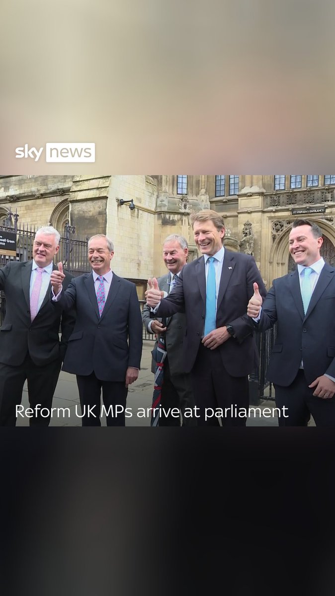 Reform UK's MPs have arrived at parliament. The new MPs will take up their seats in the House of Commons after being sworn in. Politics latest: