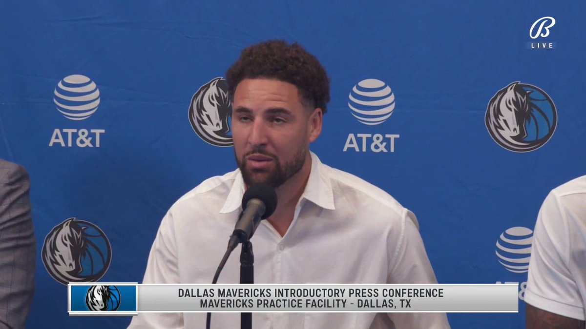 "I'm excited to eat BBQ and go to a Cowboys game. Excited to go a Rangers' game. I'm just excited to embrace my new city." Oh and Klay got his boat to Texas. #OneForDallas | Dallas Mavericks on @BallySports 📺